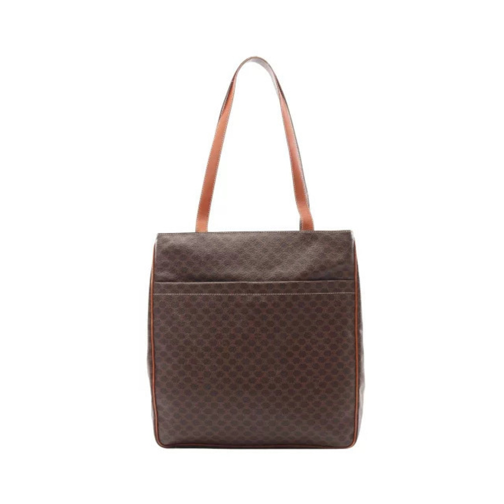 Celine Macadam Tote Bag Canvas Leather Brown
